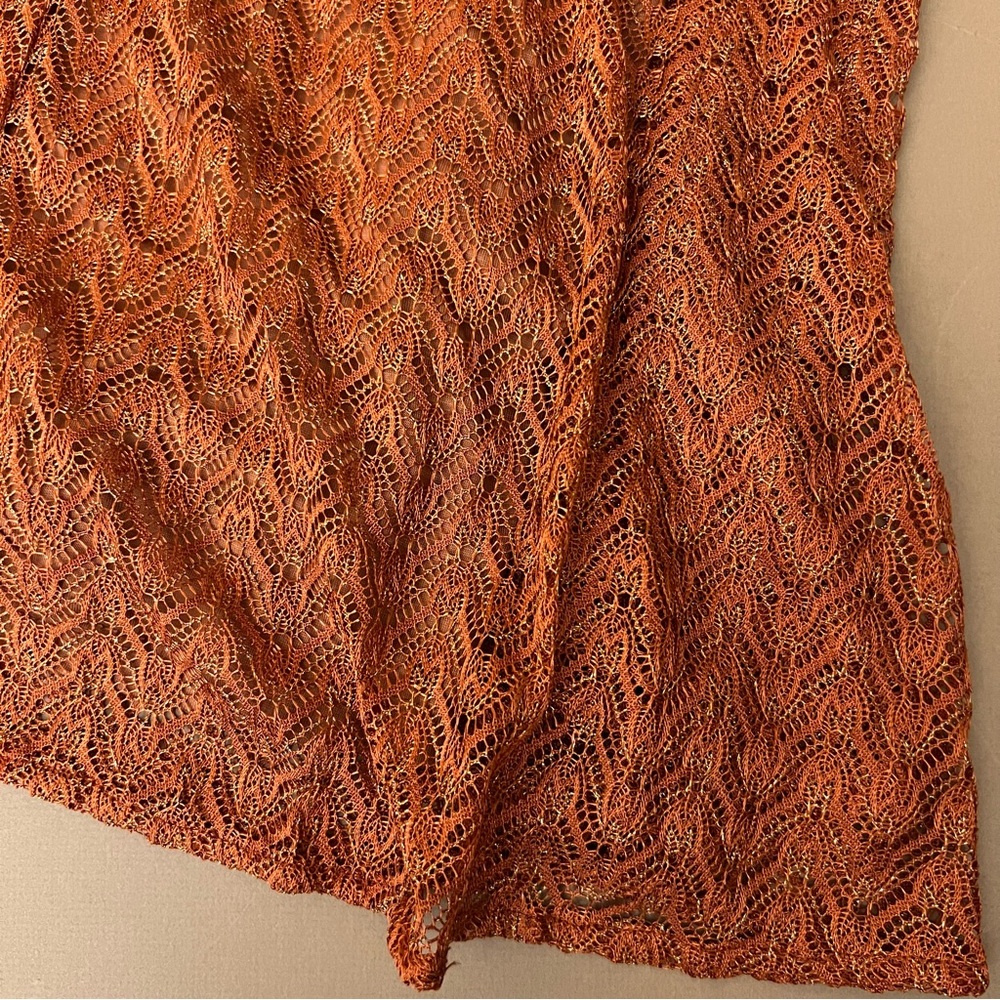 Miss Me Rust Orange Metallic Swing Dress - Picture 7 of 10